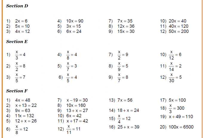 Solving Linear Equations Worksheets from Level 4-7 for KS3 Maths
